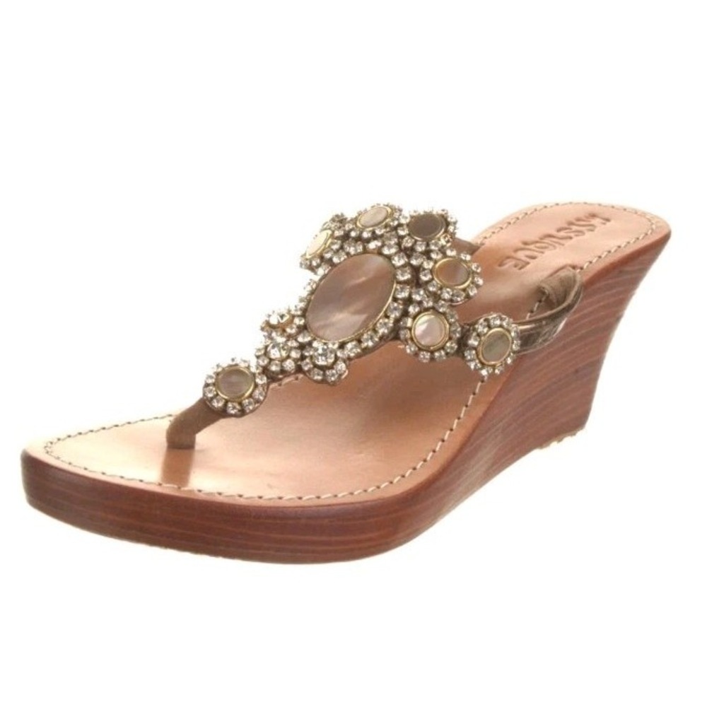 Mystique 'Lagos' SZ 7 Bronze Rhinestone And Mother Of Pearl Embellished Thong...